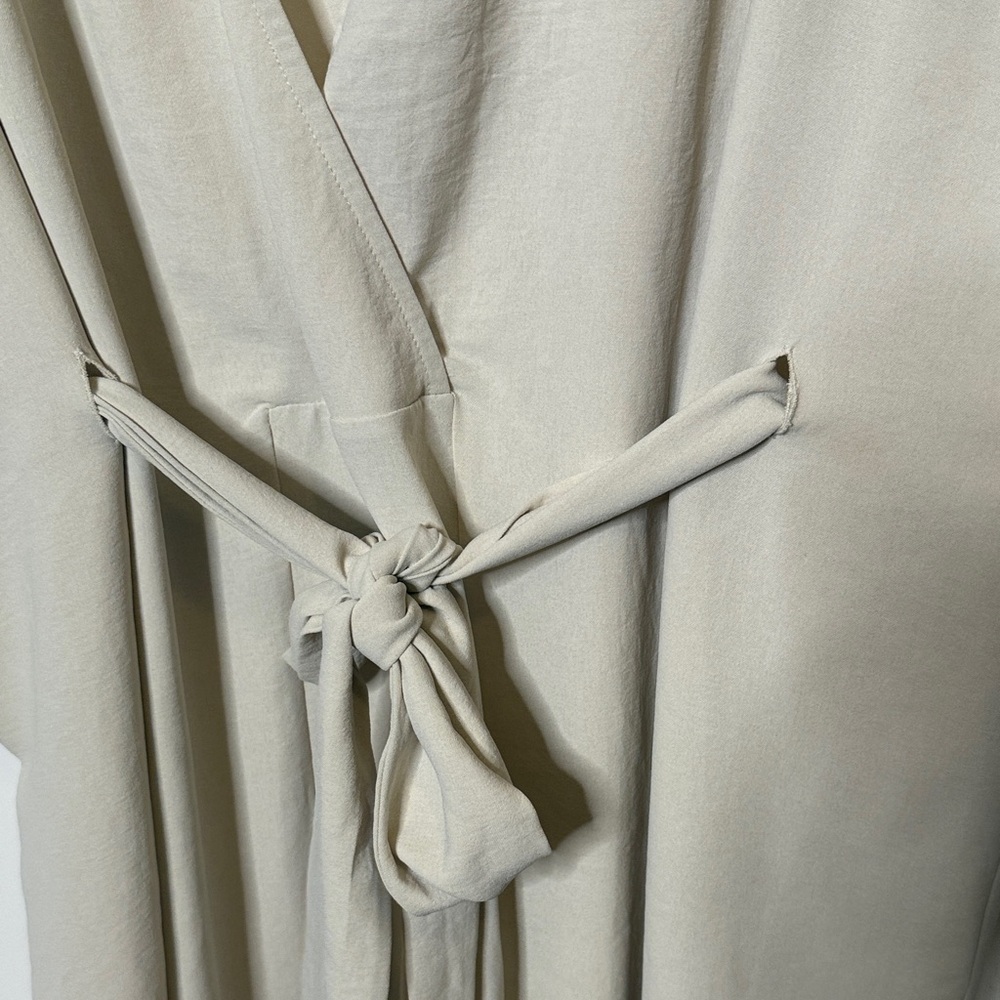 Zara Cream V Neck Tie Waist Midi Dress - Picture 6 of 10